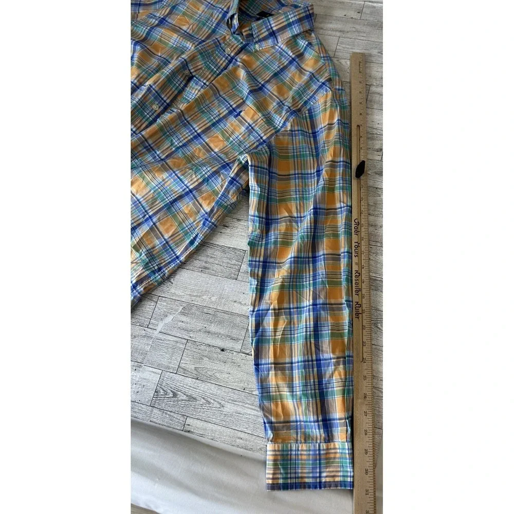 Polo Ralph Lauren Shirt Mens Big 2X Multicolor Plaid Blue Pony Long Sleeve